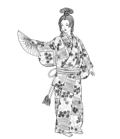 A coloring page of japanese clothing